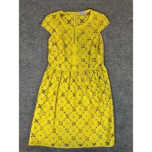 Mantu‎ Dress Womens 44 Lace Eyelet Made In Italy Silk Lined Cap Sleeve Elegant